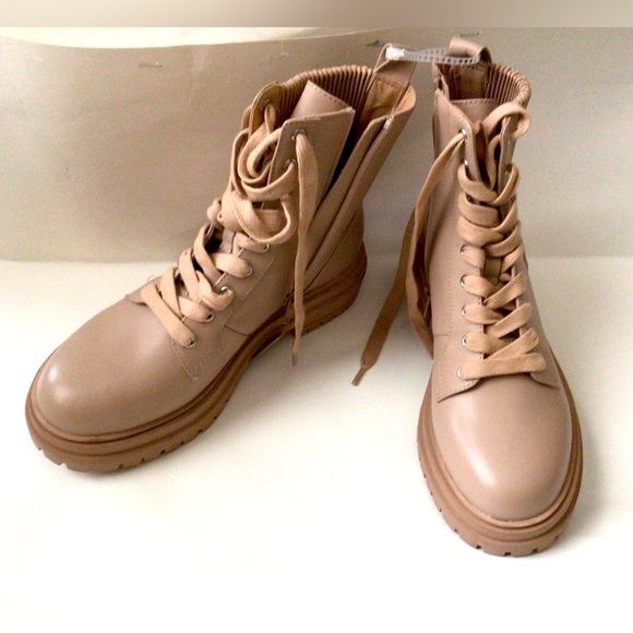 SALE OFR 🆕CHELSEA & VIOLET RUMI LEATHER LACE UP CHUNKY BOOTIES(Sz5.5) - Picture 5 of 15